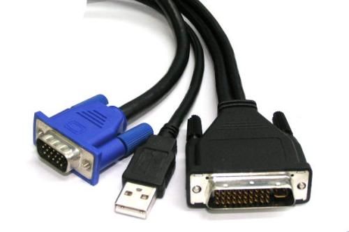 DVI 30+5 Pin M to VGA M + USB M Cable 2m